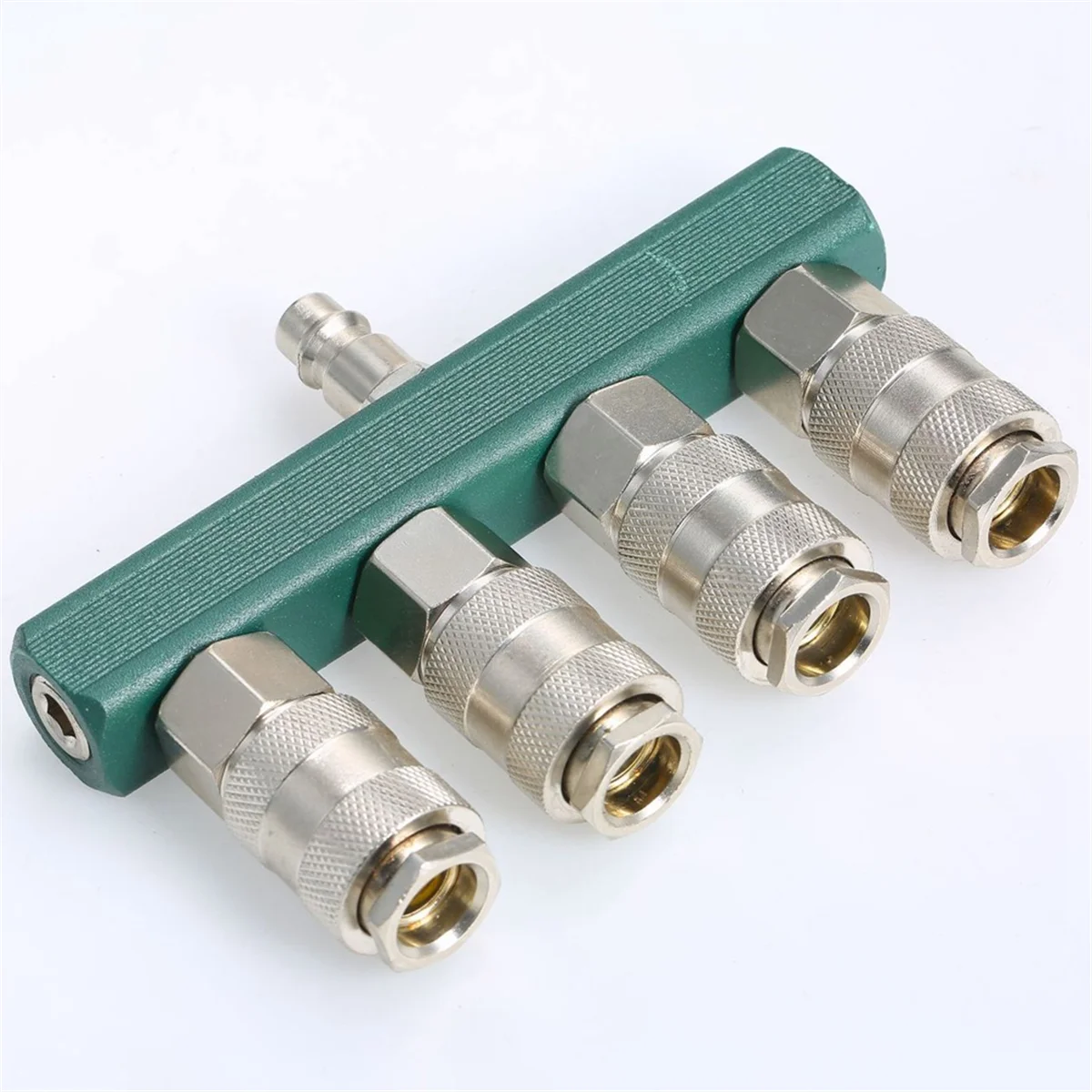 Air Compressor Splitter with 4 Couplers & 1/4Inch NPT Plug 1/4Inch NPT Air Fitting Coupler 4-Way Straight Air Manifold G