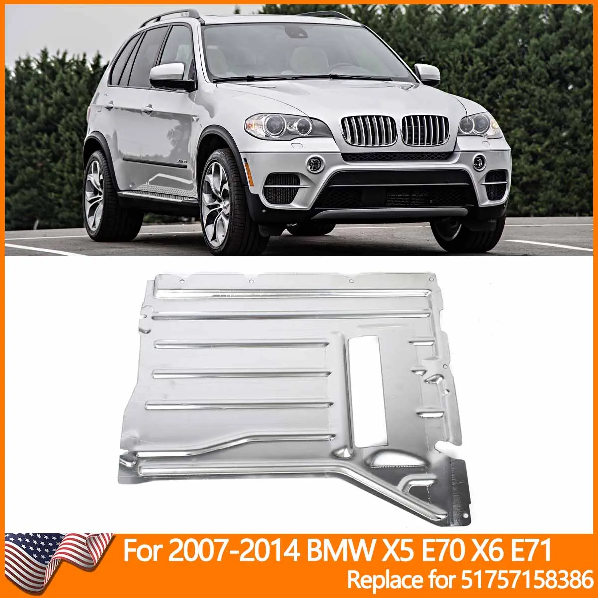 For BMW X5 E70 X6 E71 Under Floor Shield Plate Coating Center Cover 51757158386