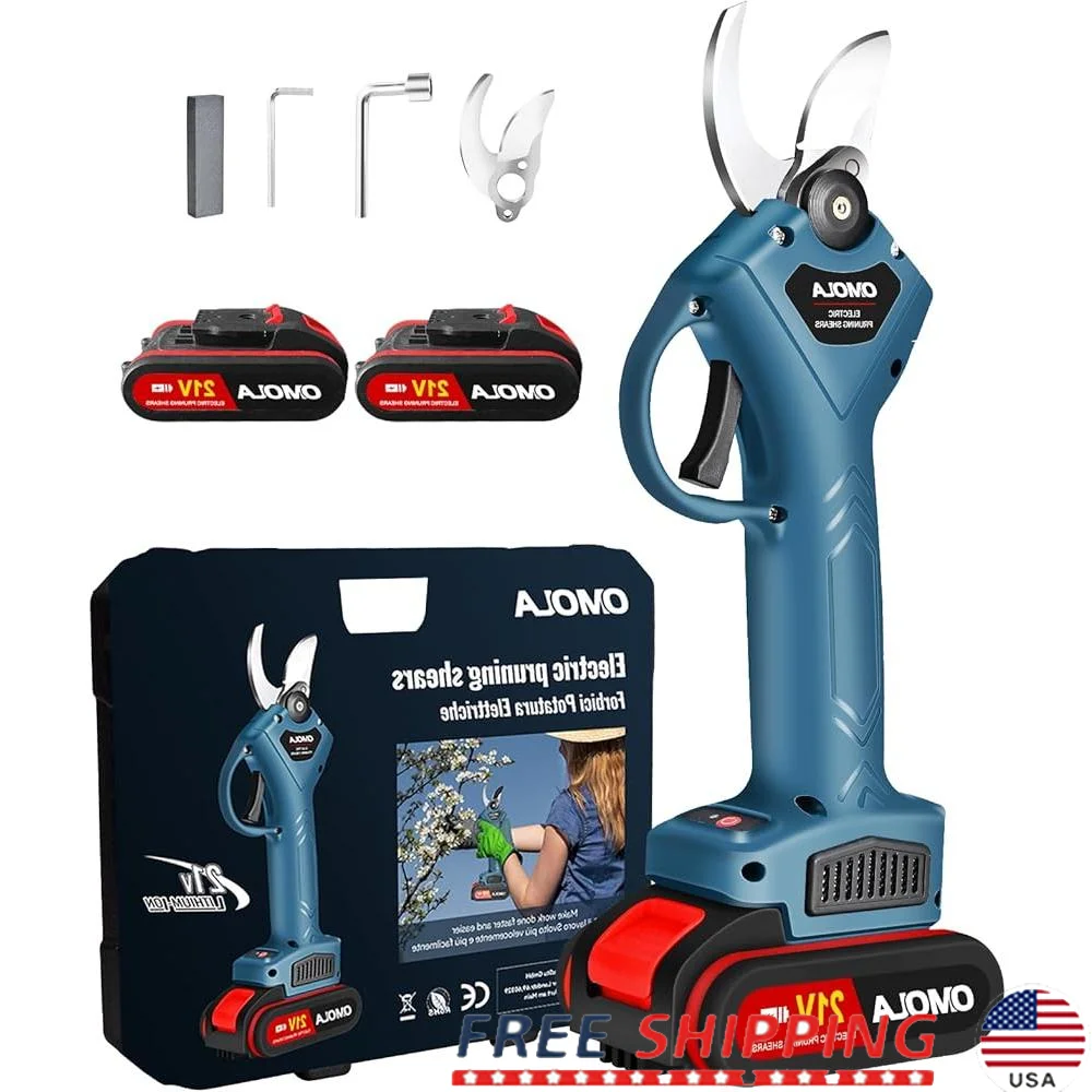 Electric Pruning Shears Rechargeable 21V 2Ah Lithium Battery Sharp Cutting Tool Garden Trees Orchards Farming