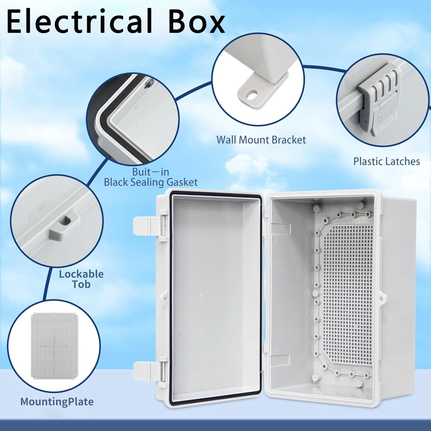 IP66 Waterproof Junction Box Electrical Enclosure ABS Gray/Transparent Outdoor Power Distribution Case Plastic Connections Box