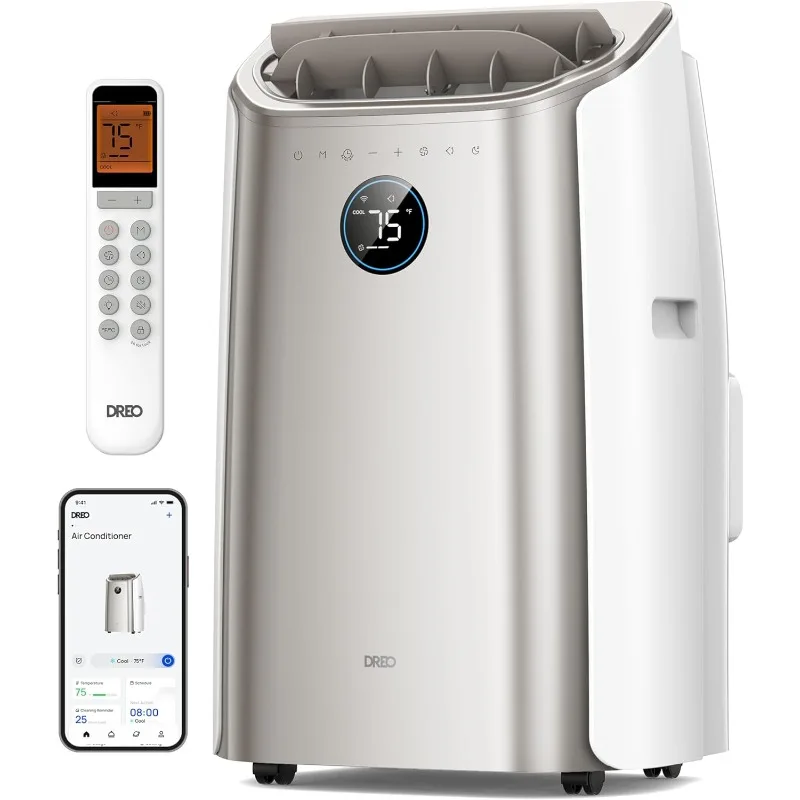 Dreo Portable Air Conditioners, 12,000 BTU AC Unit for Bedroom with Drainage-free Cooling, 46dB Quiet, APP/Voice/Remote