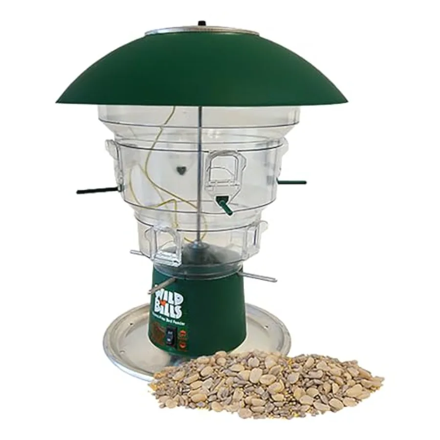 Wild Bills Electronic Squirrel Proof Bird Feeder with Waste Free Seed 8 Port Electric Animal Deterrent Feeder with 10 Quart Res
