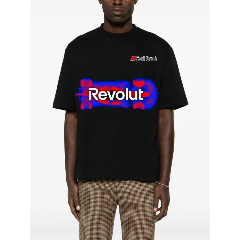 AUDI Summer Printed Men's Round Neck Short Sleeved Casual T-shirt Car Pattern Cool Racing Short Sleeved Casual Street Y2k Top