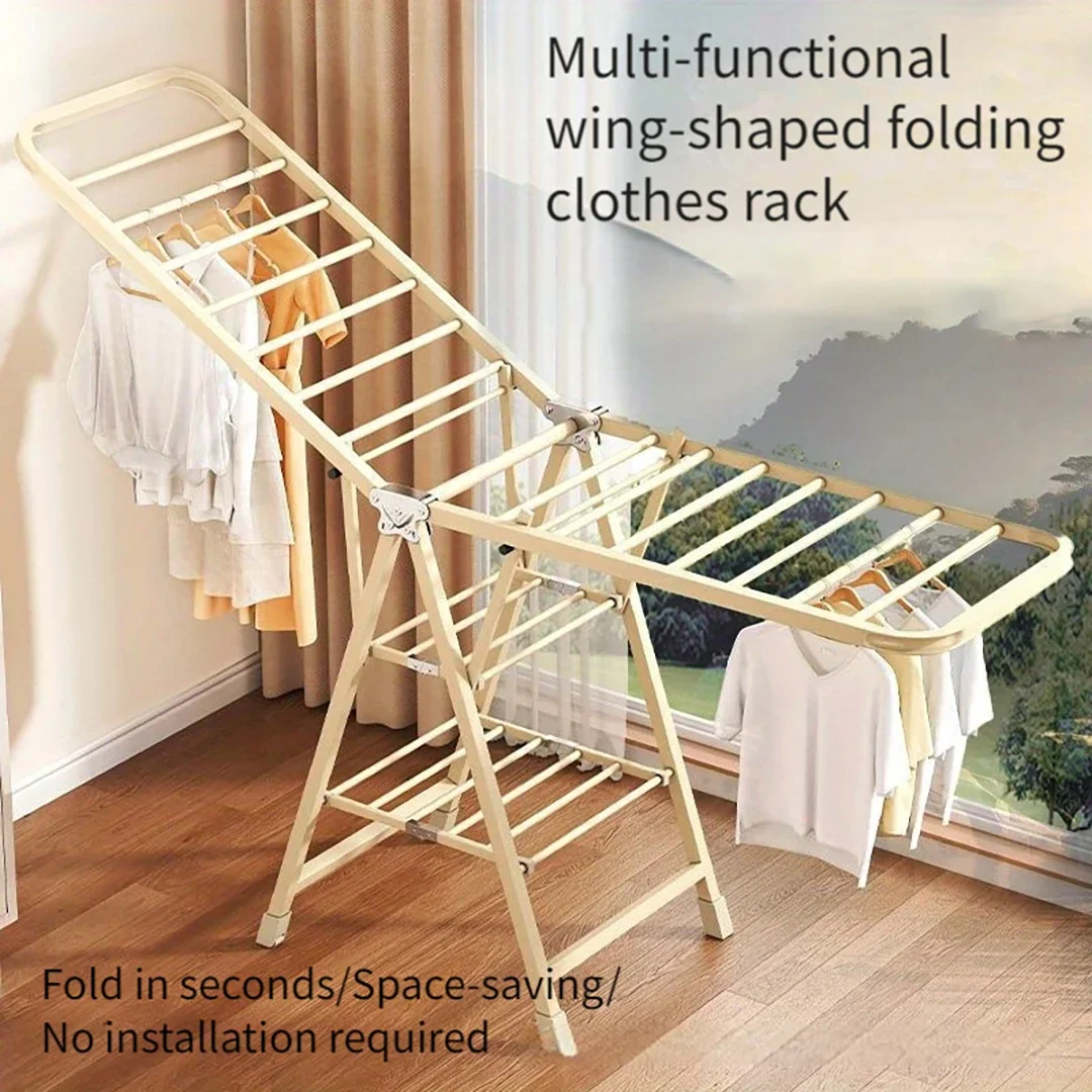 1.8m Long Household Multifunctional Thickened and Reinforced Movable Three-Layer Wing-Type Folding Drying Rack