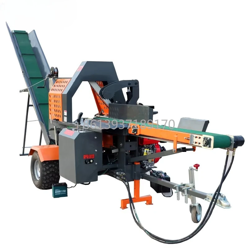 20T Automatic Wood Processor with Conveyor Log Cutter and Splitter Hydraulic Firewood Processor for Skid Steer