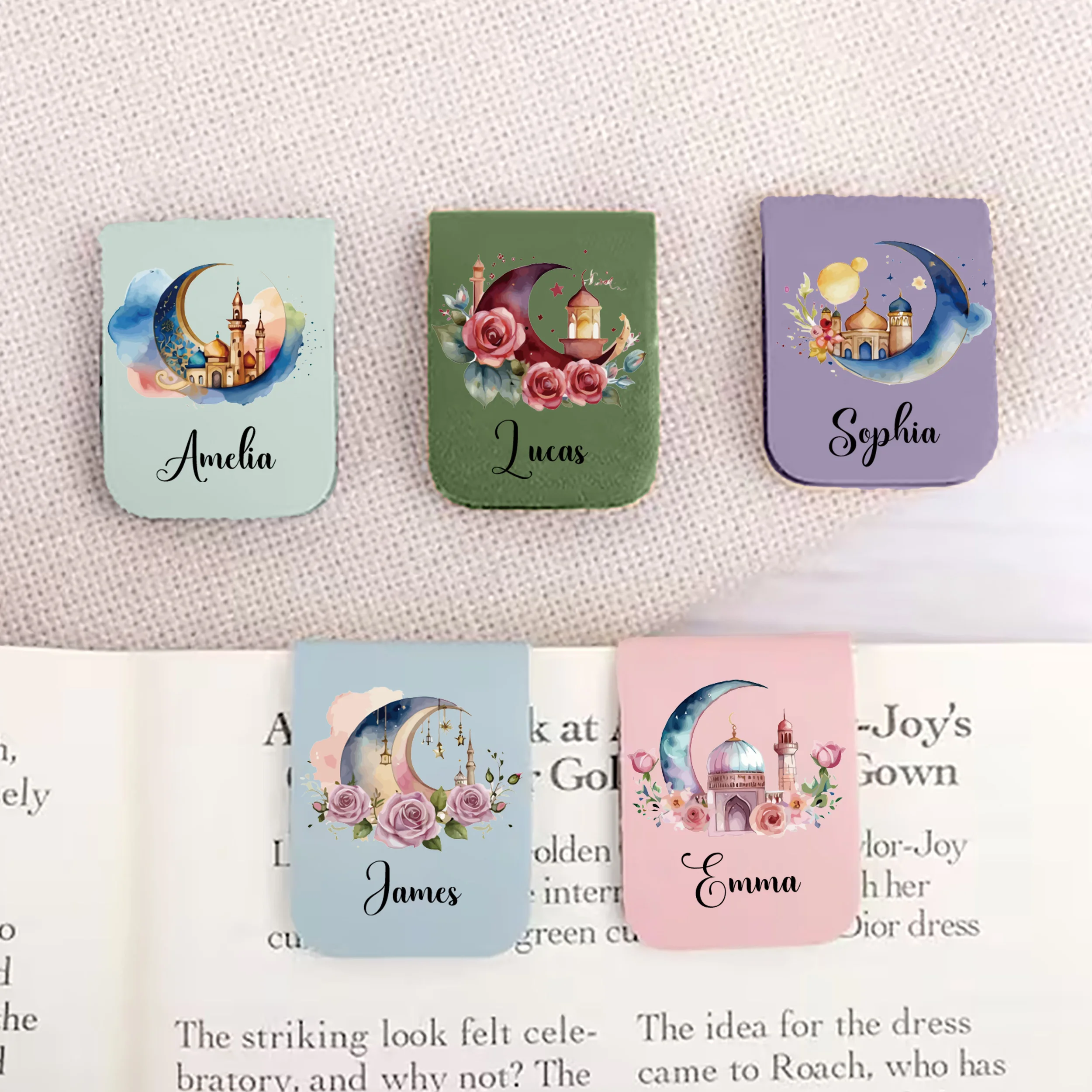 1pc Name Bookmark with colored castle,Custom Leather colored castle Bookmark,Personalized Magnetic Bookmark, Book Lover Birthday