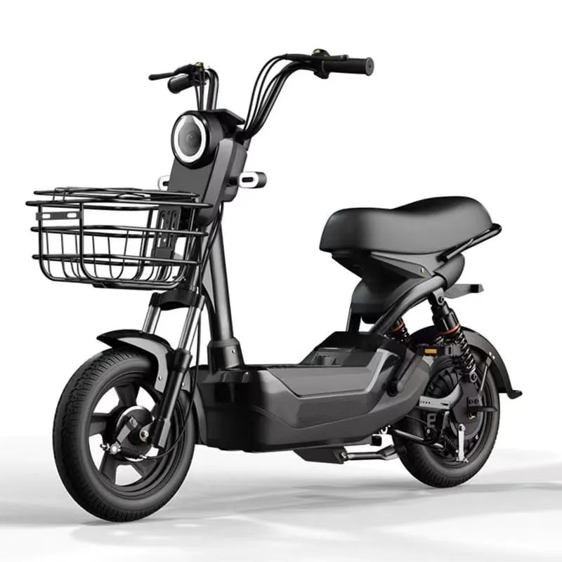 48V 350W Electric Moped Scooter 14 Inch Vacuum Tire 2 Seats Electric Bike Electric Bicycle for Adults