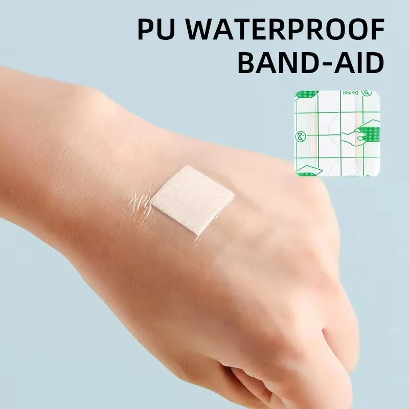 50pcs Band-Aid Quadrado Transparente PU Para Crianças, Impermeável, Bandagem Adesiva Hemostática, Adesivo Protetor, 38x38mm