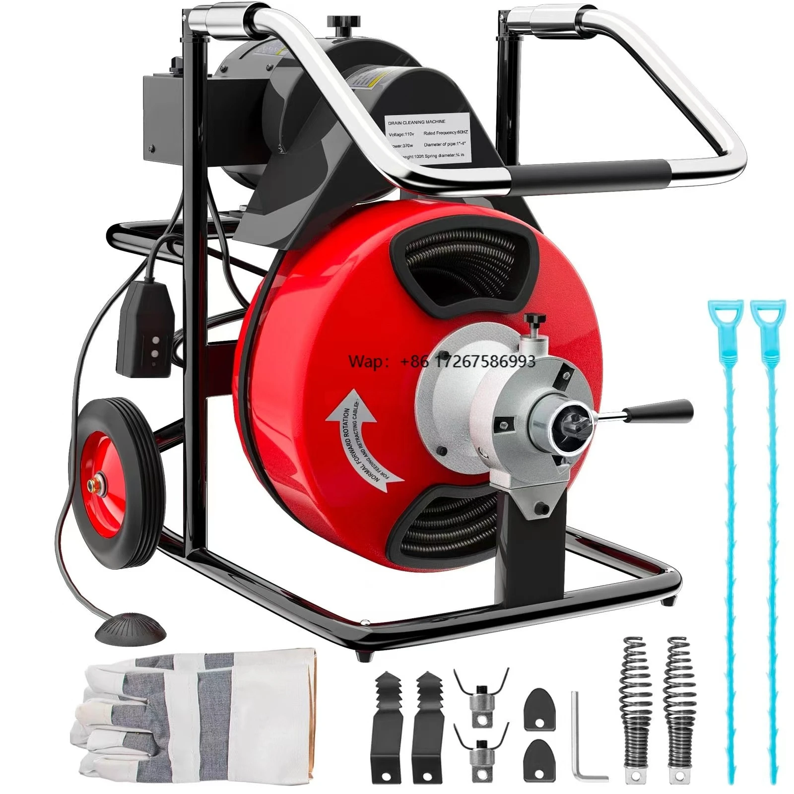 WeWork Drain Cleaning Machine With Cutter 50/75/100ft X 1/2 or 3/8 Inch Snake Pipe Drain Cleaning Machine Sewer