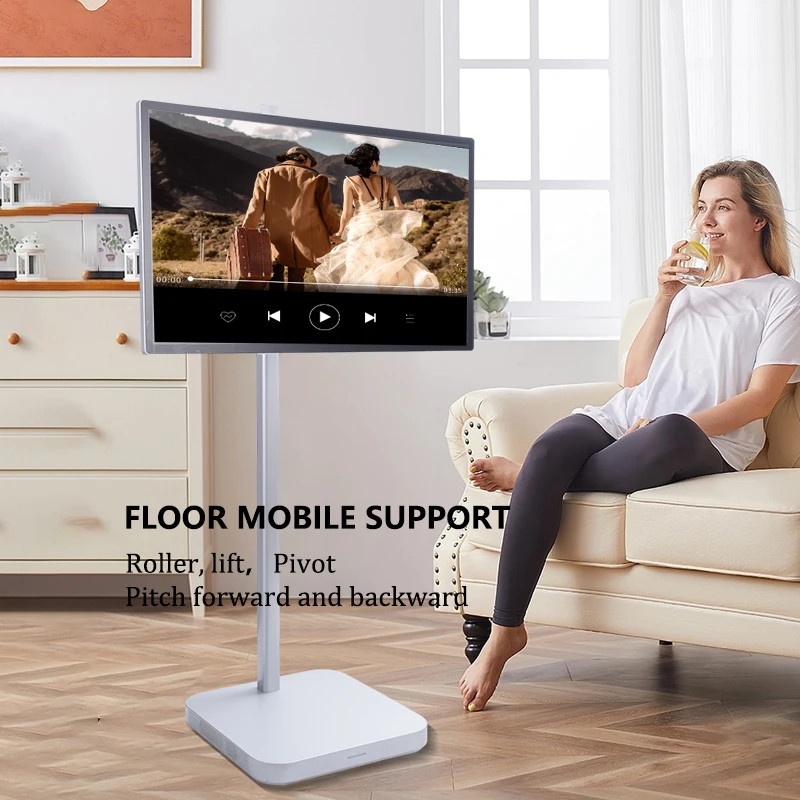 TV Cart Support Vertical Screen Multifunctional Height Adjustable Mobile Vertical Screen TV Stand