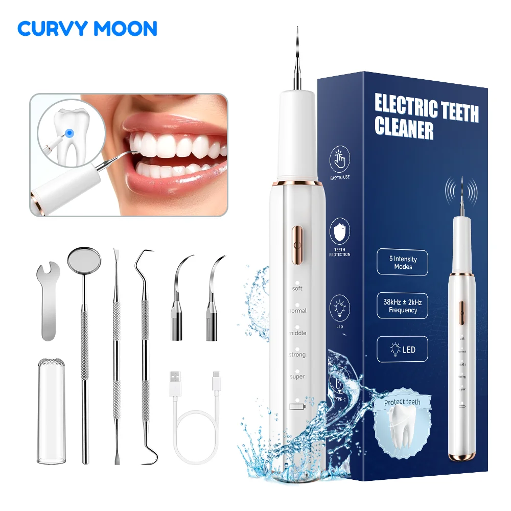 Electric Dental Scaler Ultrasonic Scaler Tooth Cleaner Dental Stone Removal Electric Sonic Plaque Remover for Teeth Stain Tartar