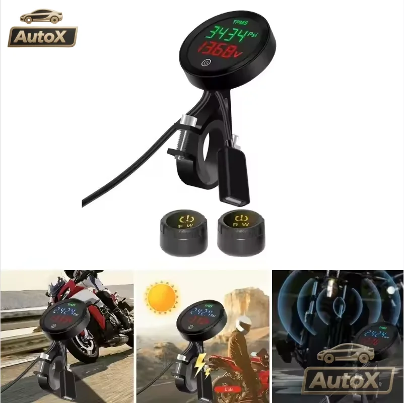 ACCEO K33 TPMS Motorcycle With QC 3.0 Fast Charging USB Output Tire Air Pressure Temperature MoSystem Touch Screen