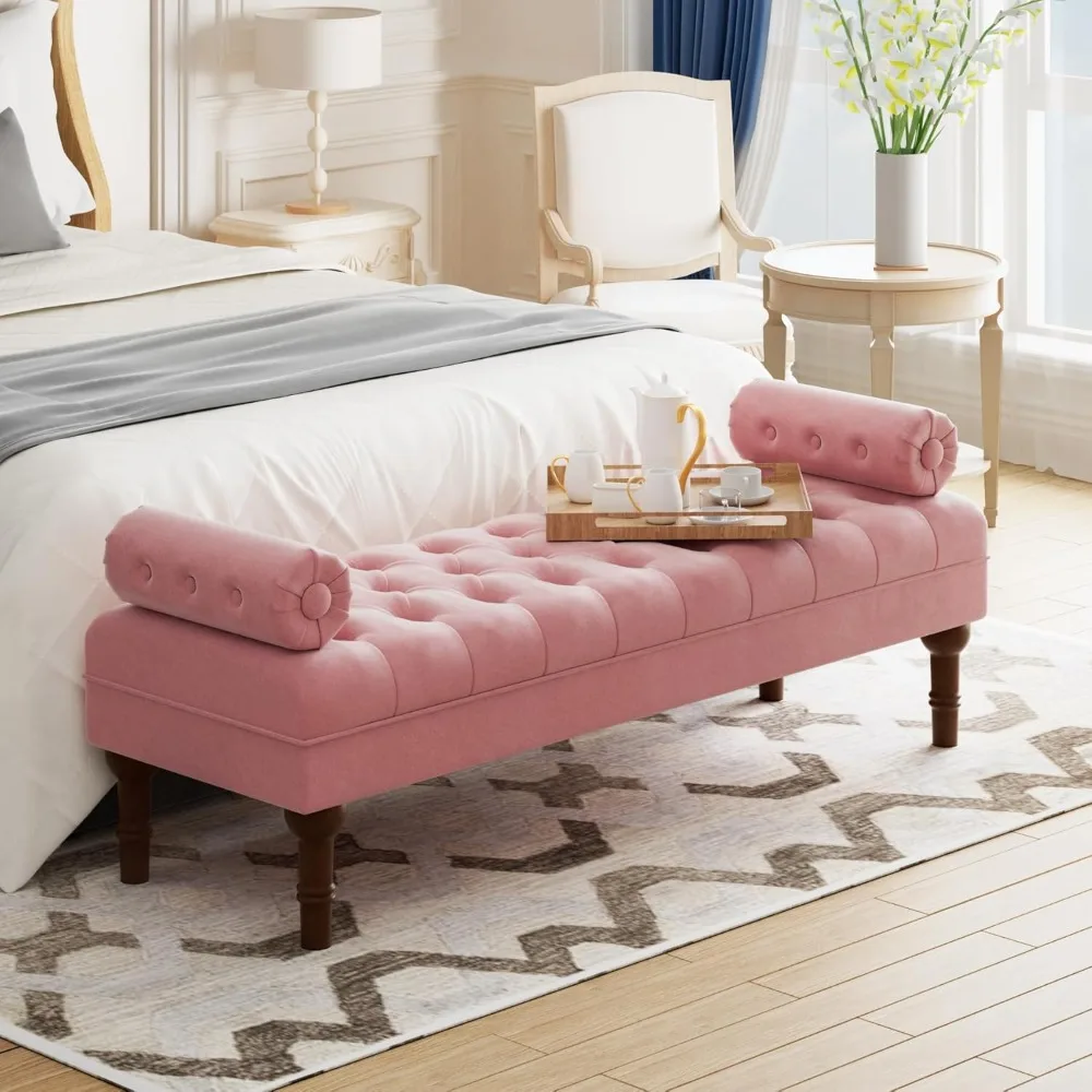 60.2" End of Bed Bench,Large Size Bedroom Bench,Upholstered Window Bench with Button-Tufted,Entryway Bench,Storage Bench
