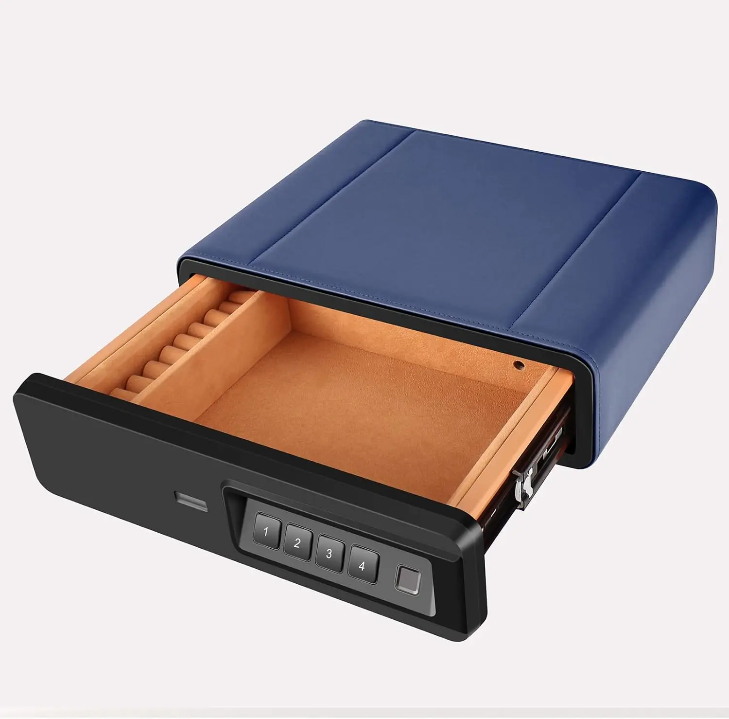 Biometric Fingerprint safe, Slide-Away Handgun Safe for Pistols, Leather Wrapped Jewelry Storage Safe, Drawer Safe for Home and