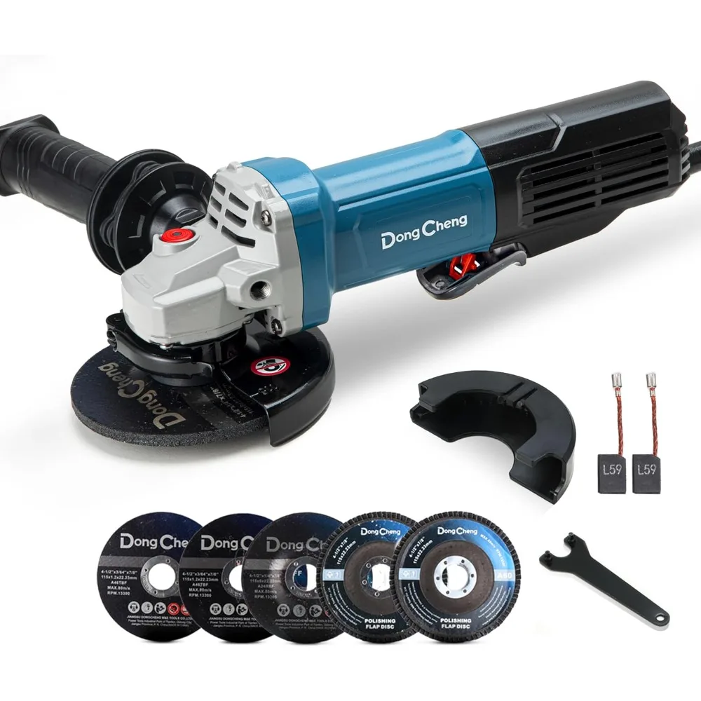 9.2 Amp Power Angle Grinders, 4-1/2 in., 11800RPM, Tool-Free Guard, Electric Metal Grinder Tool, Small Corded Angle Gr