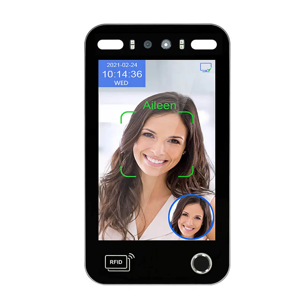 Hebrew 8 Inch Dynamic Face Recognition Biometric Fingerprint Machine  Face Recognition WiFi Cloud Supporte Access Control System