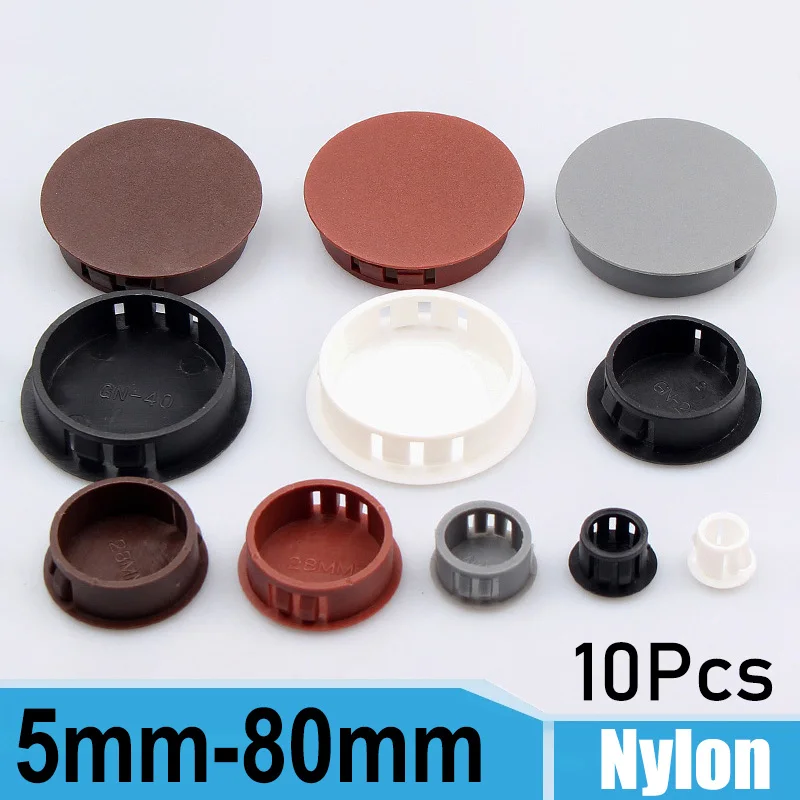 10Pcs Snap-on Hole Plug 5mm~80mm Round Plastic Blanking End Caps Tube Pipe Inserts