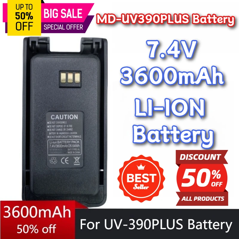 3600mAh Walkie Talkie Batteries for TYT Teitong MD UV-390PLUS Battery Whit TYPE - C Port Charging