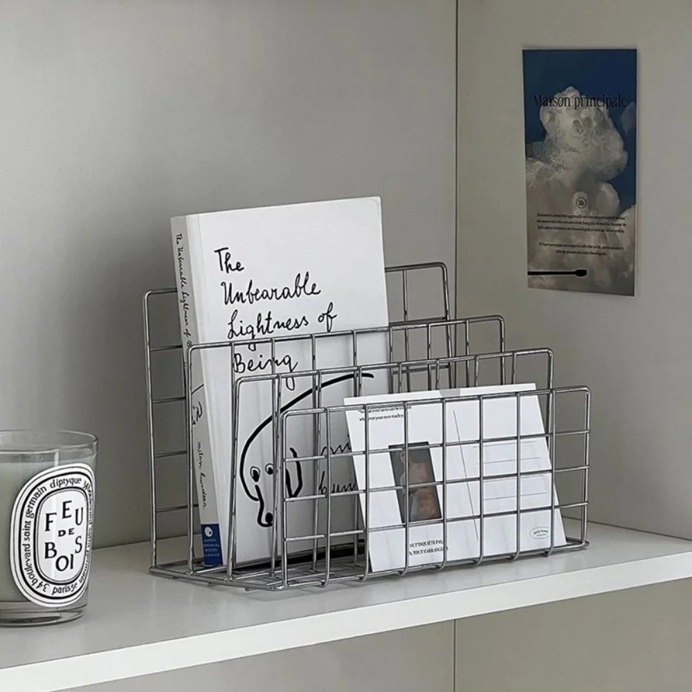 Desktop Magazine Books Storage Rack Newspaper Storage Holder Organisertable Bookshelf Multi-Functional Storage Basket