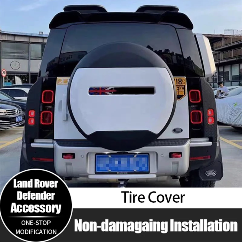 For Land Rover Defender 90/110/130 Spare Tire Cover Hot Sale Bright Black PP With Sticky Sign Defender Spare Wheel Cover