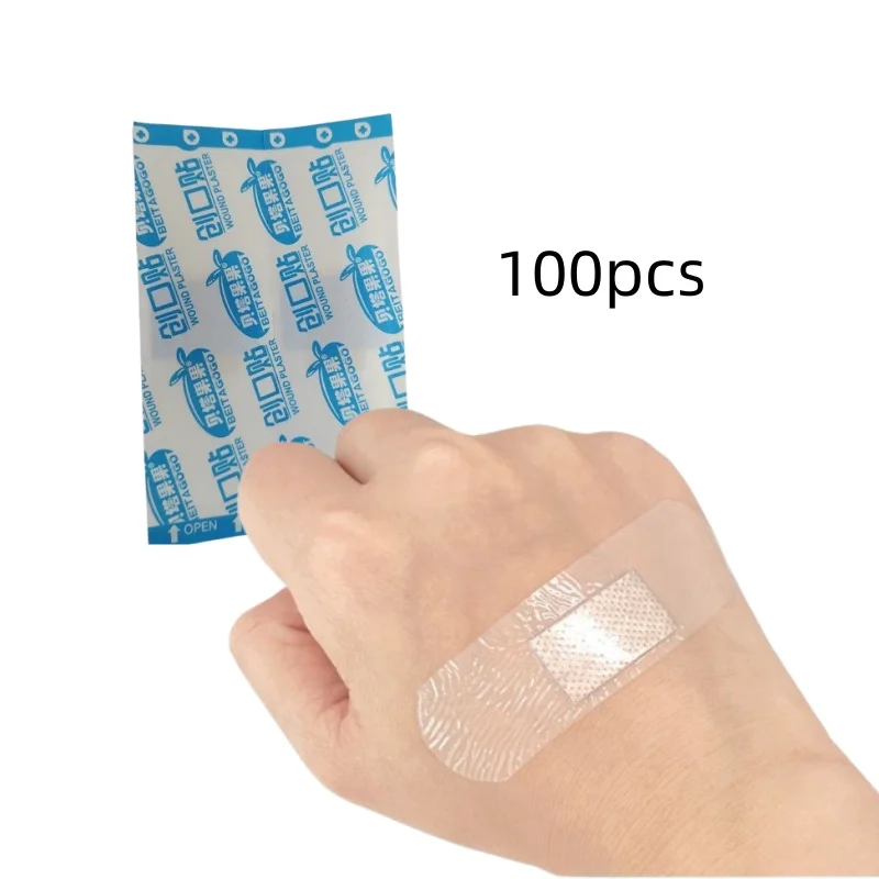 100pcs PU Transparent Waterproof Band Aid Adhesive Medical Strips Wound Plaster For Sports Bathing Protective First Aid