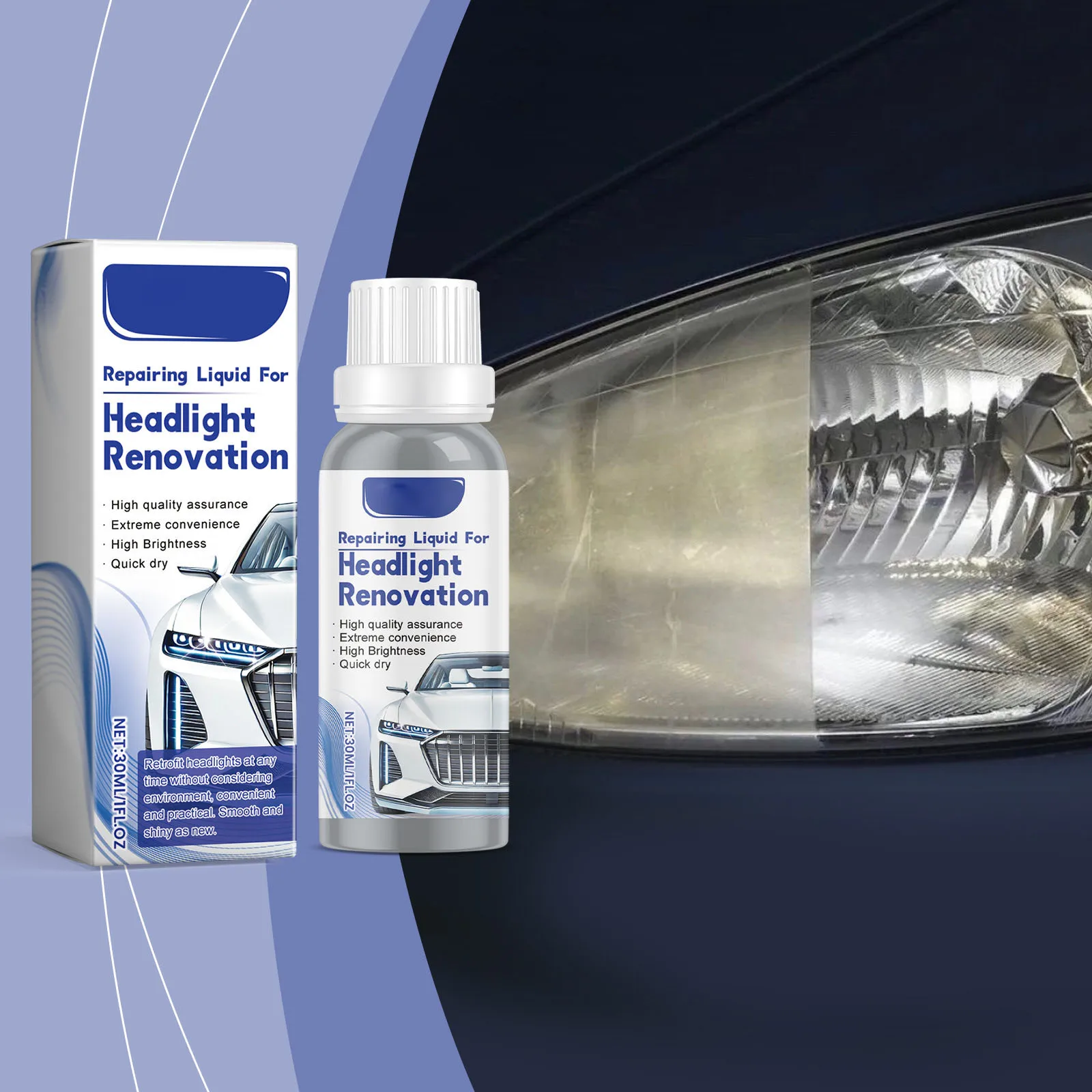 30ML Car Headlight Repair Fluid Auto Light Care Dust And Stain Removal Cleaning Agent Polishing Refurbishment Cleaner Supplies