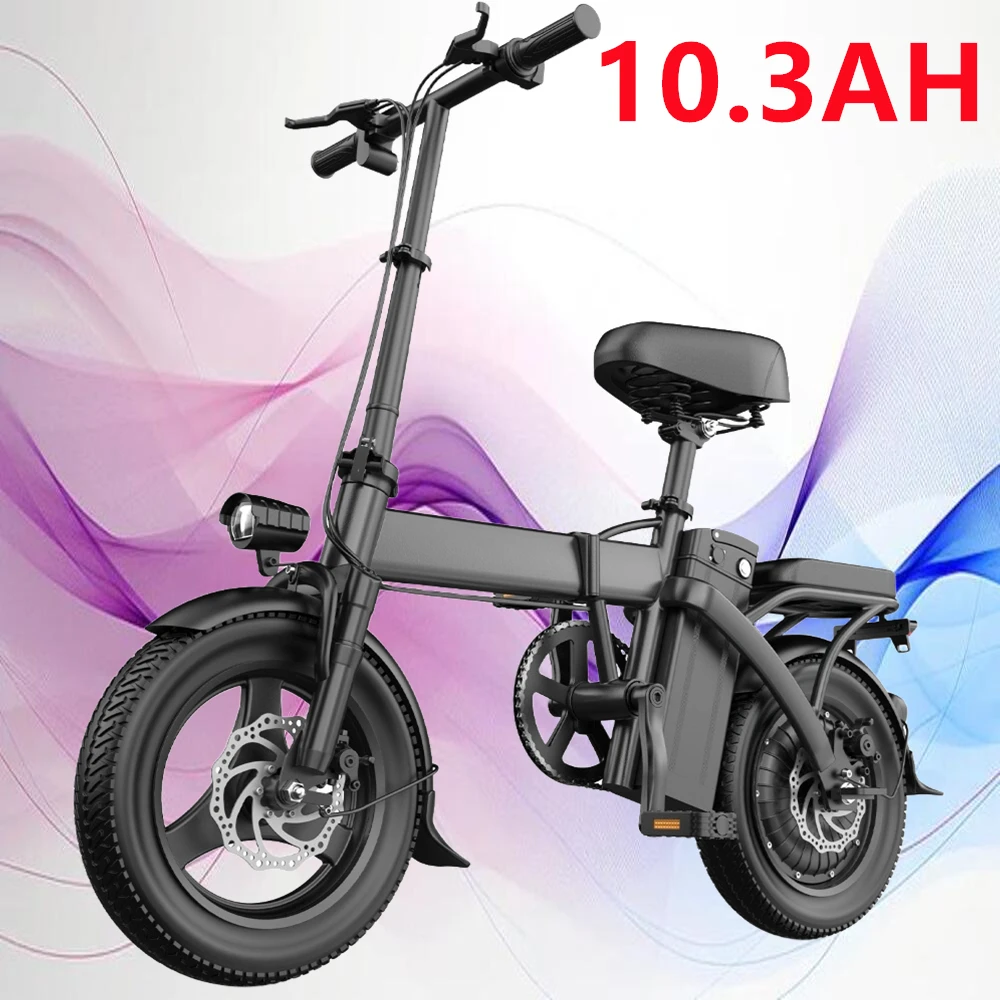 400W Peak Motor 14" Folding Electric Motorcycles Mountain E Bike For Adults, 19.5Mph 19Miles 48V 10.3AH Electric Bicycle Ebike