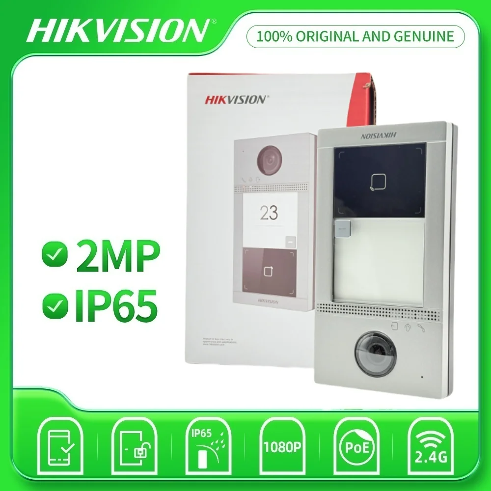 Hikvision DS-KV8113-WME1(C) 1 Button Metal Villa Door Station 2MP Camera with IR Built-in Card Reader Module PoE IK08 & IP65