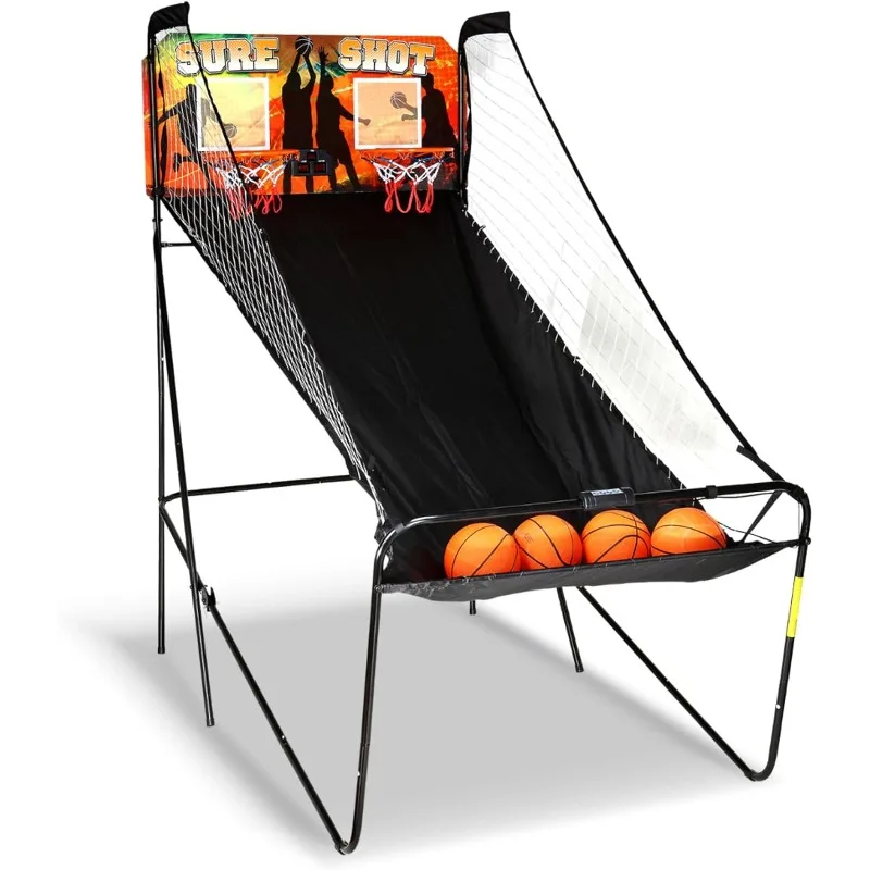 Hathaway Sure Shot 81-in Dual Basketball Arcade Game for Game Room - with LED Scoring, Foldable Indoor Basketball Game Design