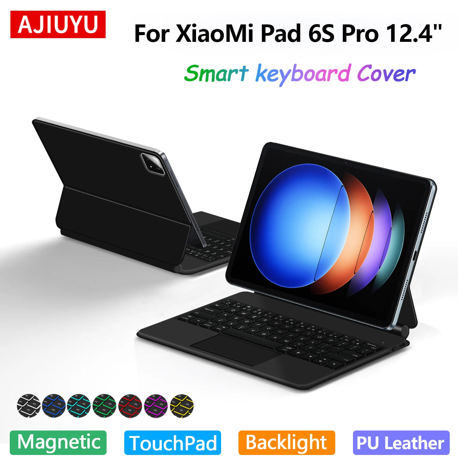 TouchPad Magic Keyboard For Xiaomi Pad 6S Pro 12.4" Magnetic Flip Cover Stand For Xiaomi Mi Pad 6S Pro 12.4Inch 2024 Tablet Case