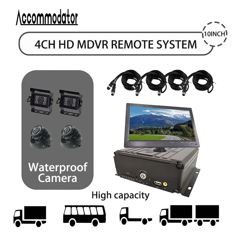 10.1 INCH MDVR security camera system car dvr 4ch  mobile video recorder vehicle dvr  Video register automobile DVR camera kit