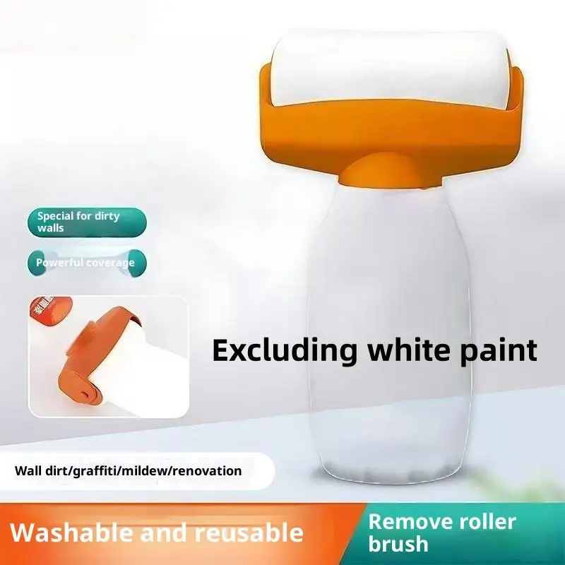 Reusable Wall Repair Touch-Up Tool - 350ml Plastic Bottle Paint Roller Brush For Water Based Latex Paint DIY Home Repair Accs