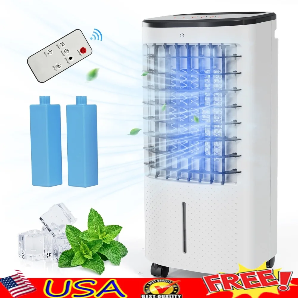 3-in-1 Portable Evaporative Air Cooler with Remote Control Humidifier Air Purifier 4L Water Tank 3 Fan Modes Energy Efficient