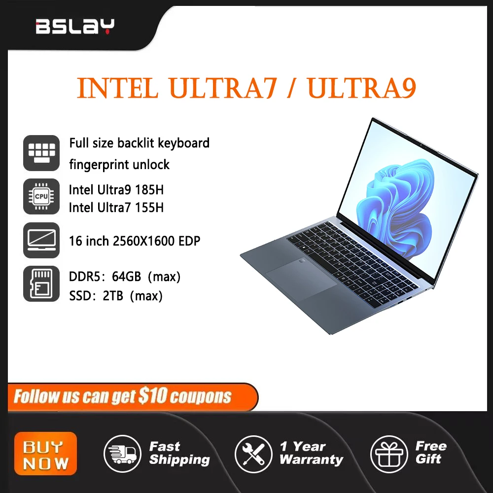 16 inch lightweight notebook, Intel Ultra7 155H/Ultra9 185H,optional DDR5+SSD, fingerprint, office games, limited time discount