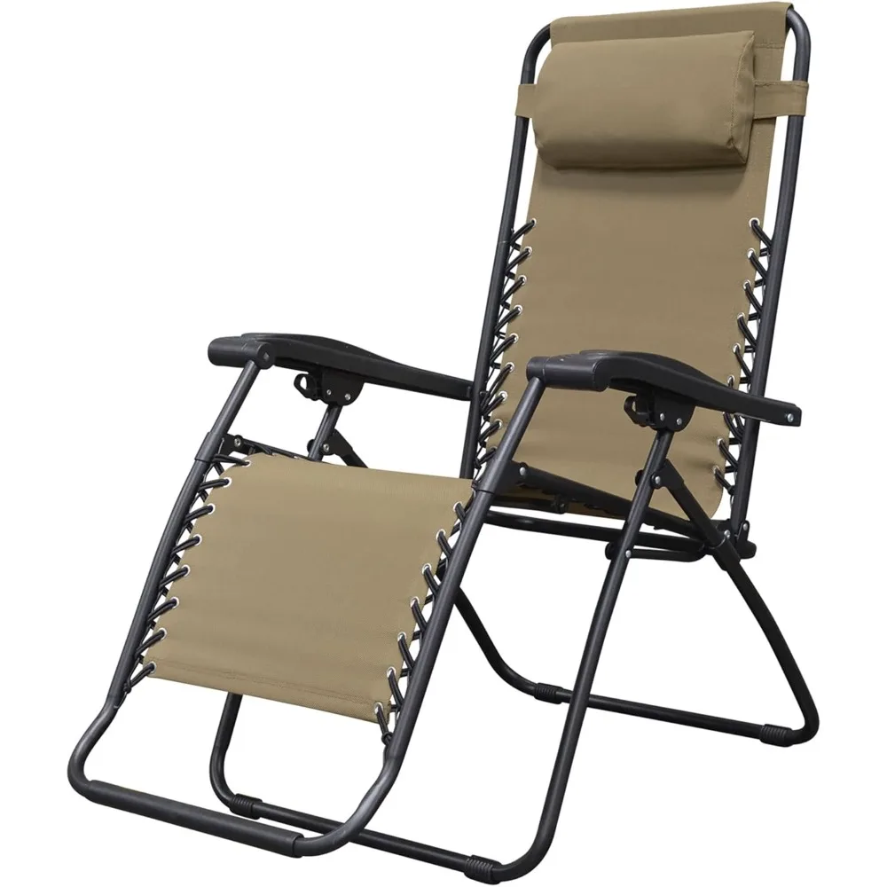 Sports Zero Gravity Outdoor Portable Folding Camping Lawn Deck Patio Pool Recliner Lounge Chair for Adults, Adjustable Headrest