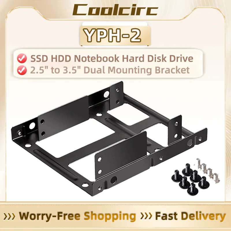 COOLCIRC Metal Dual 2.5" To 3.5" Hard Drive Bay Mounting Bracket - 2 X 2.5" To 3.5" HDD / SSD Mounting Bracket