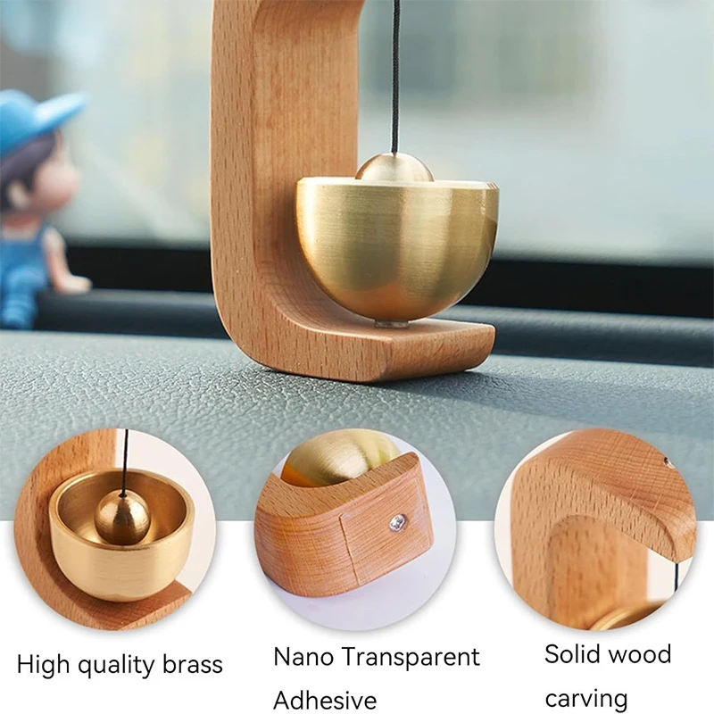 Wooden Wind Chimes Magnetic Brass Doorbell Wireless Jingle Bell Entrance Door Bells Hanging Pendants For Home Decoration