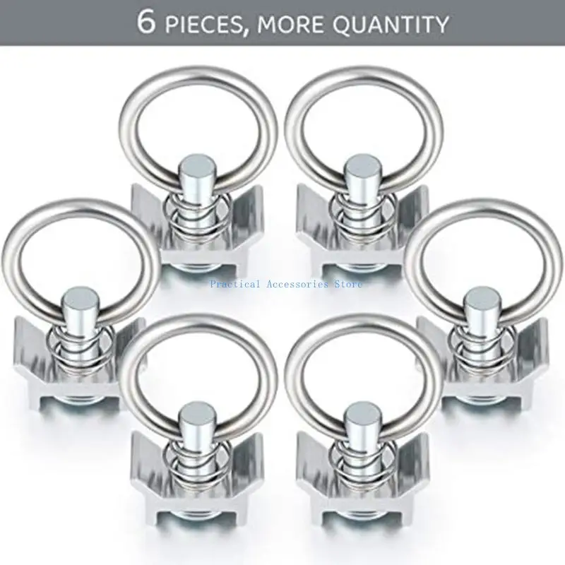 U75E 1/6/10Pcs L-Track Single Tie Down Fitting with Stainless Steel Quick Release Round Ring and Spring