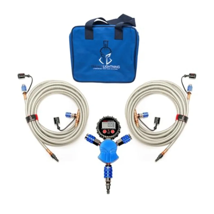 Rapid 4Tire Inflation Deflation System Dynamo LockOn Air Chucks with High Flow Rate Candy Blue Finish FullSize Design for Effic
