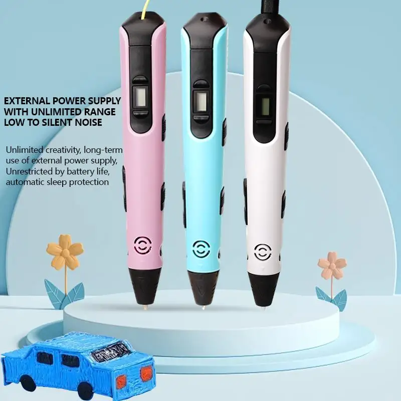 New 3D Printing Pen LCD Display Screen 1.75mm ABS/PLA 0.7mm Diameter Material Kids DIY Drawing Pen Toys Children Birthday Gifts