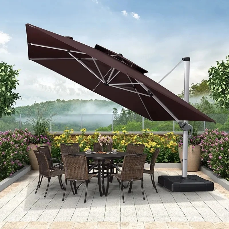 Xxl Garden Outdoor Smart Wall Parasol Folding Led Light Pergola Umbrella Auto Uv Striped 4m X 4m for Beach Hotels
