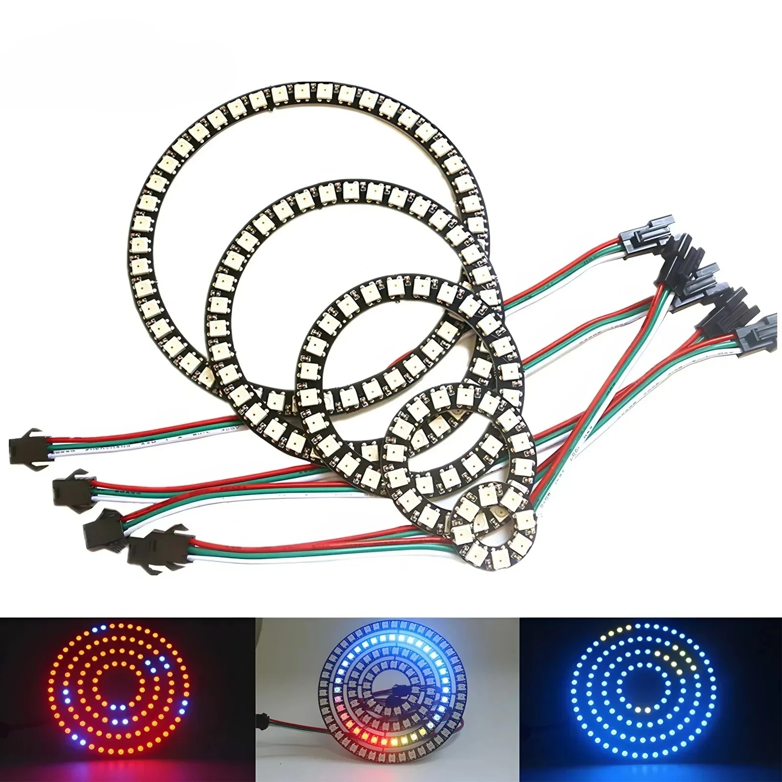 WS2812B 5050 RGB LED Ring 7 / 8 / 12 / 16 / 24 / 60 Bits Lamp Light with Integrated Drivers WS2812 for Arduino Raspberry Pi