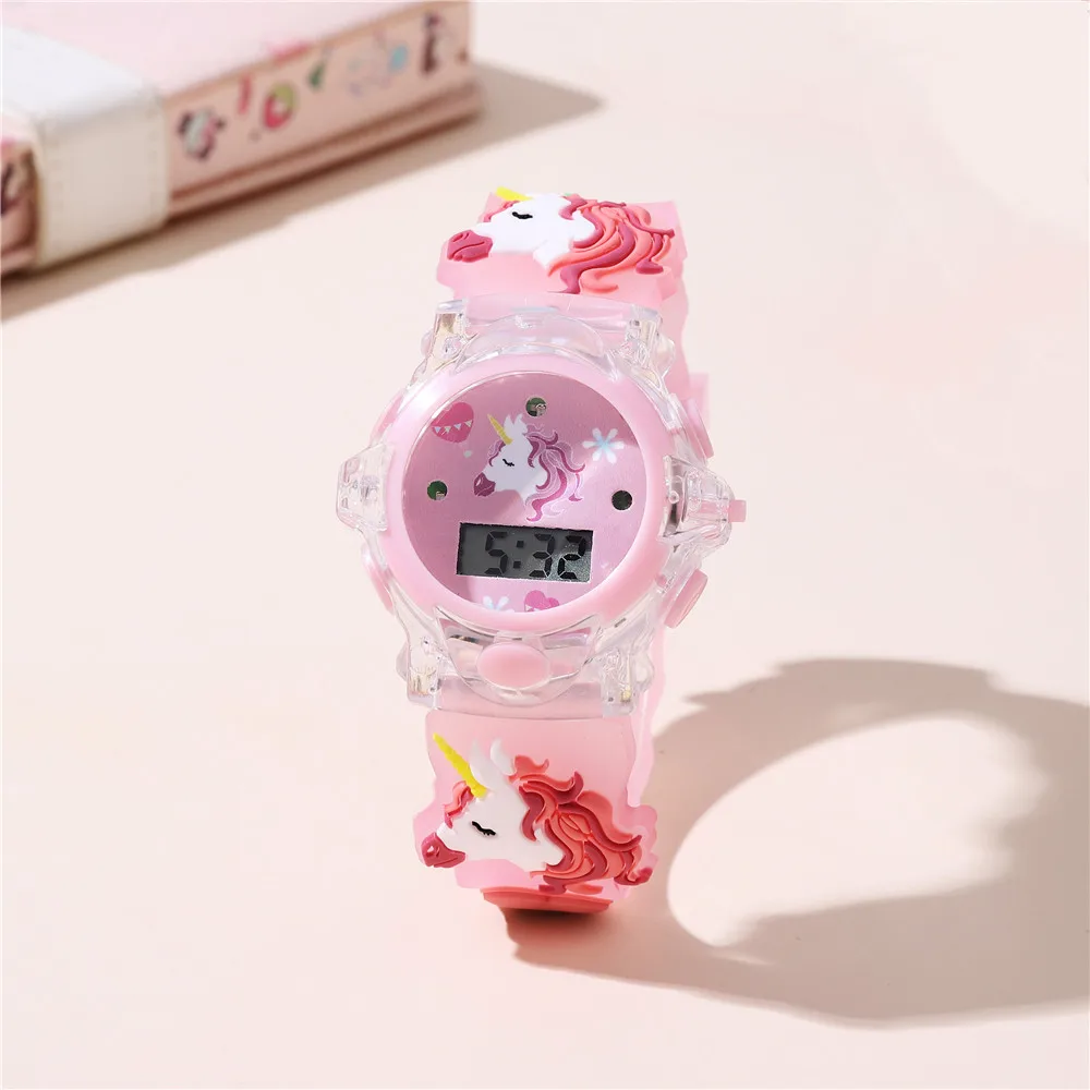 4 Colors Student Unicorn digital watch Flash Light Electronic Wristwatch