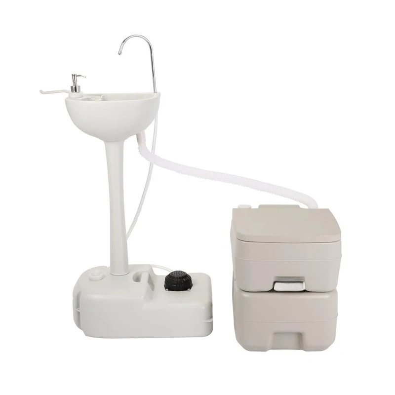 Portable Sink And Toilet Combo, 5 Gallon Hand Washing Station & 5.3 Gallon Flushing Toilet, Detachable Wastewater Recycle