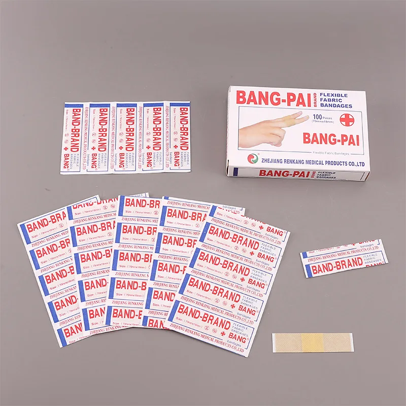 100Pcs Waterproof Breathable Sticky Plaster Outdoor Camping Medical Bandage Hemostatic Dressing Patch Family Reserve Band Aid