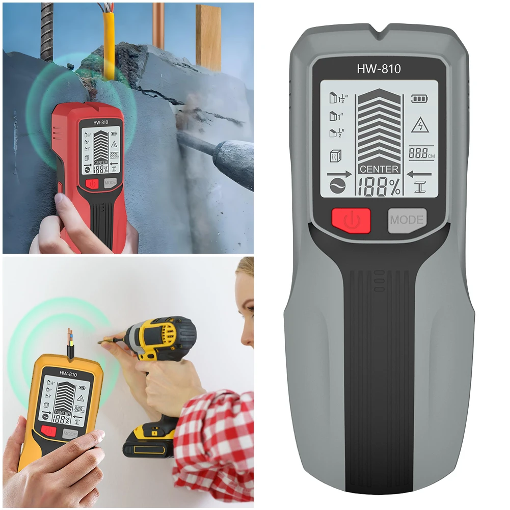 6 in 1 Smart Stud Finder Wall Scanner Electric Wall Scanner Sensor Studs Detector for AC Wire Metal Studs Wood Joist Pipe