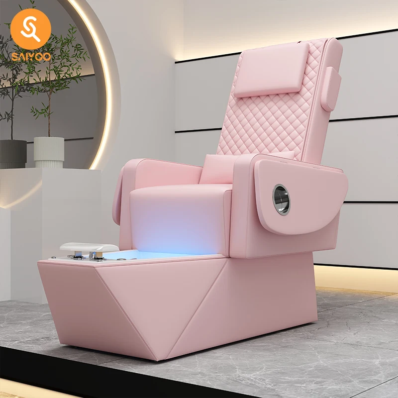 Comfort Soft Pink Pedicure Chair with Seat Cover Ideal for Nail Salon