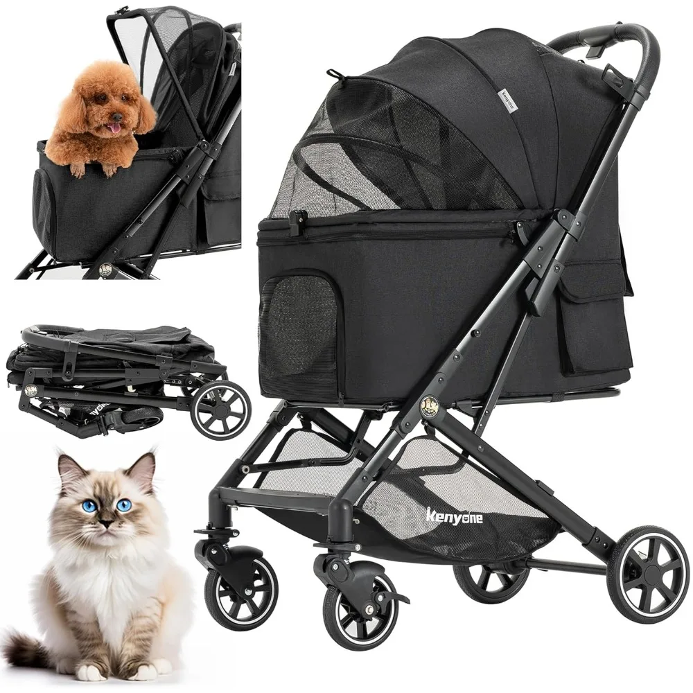 Dog Stroller for Medium Dogs Up to 55lbs, Lightweight Aluminum Frame, One Click Folding, Large Cat