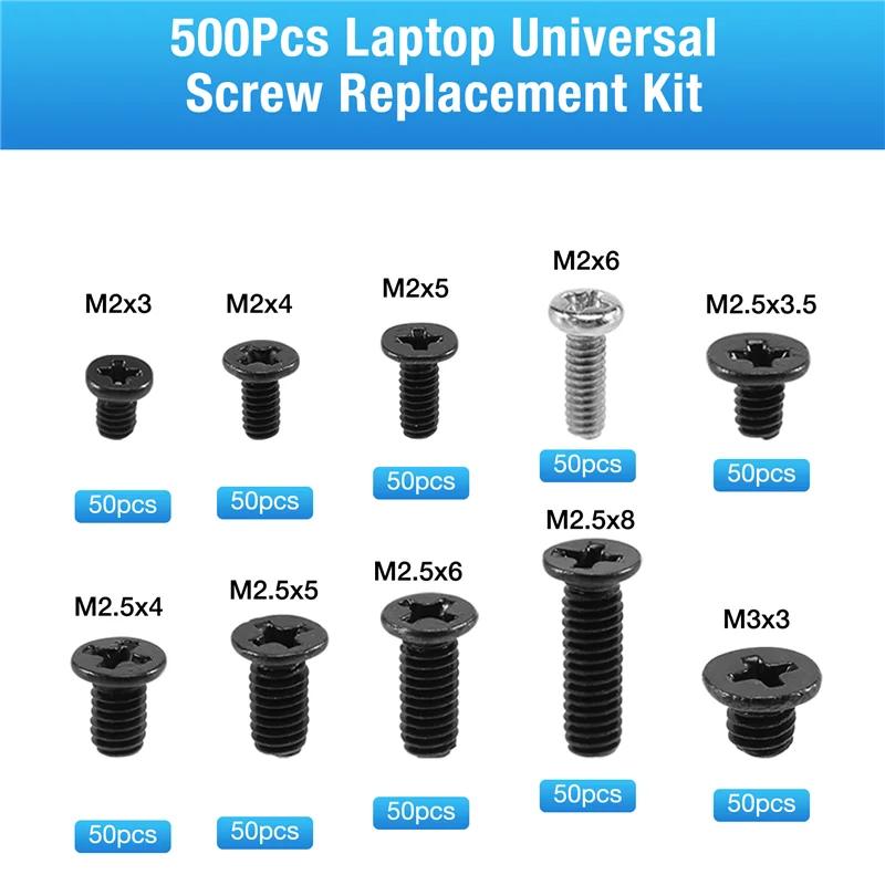 Efficient-500Pcs Laptop Universal Screw Replacement Kit M2, M2.5, M3 For Lenovo Toshiba Gateway Samsung HP IBM Dell Dell Acer As