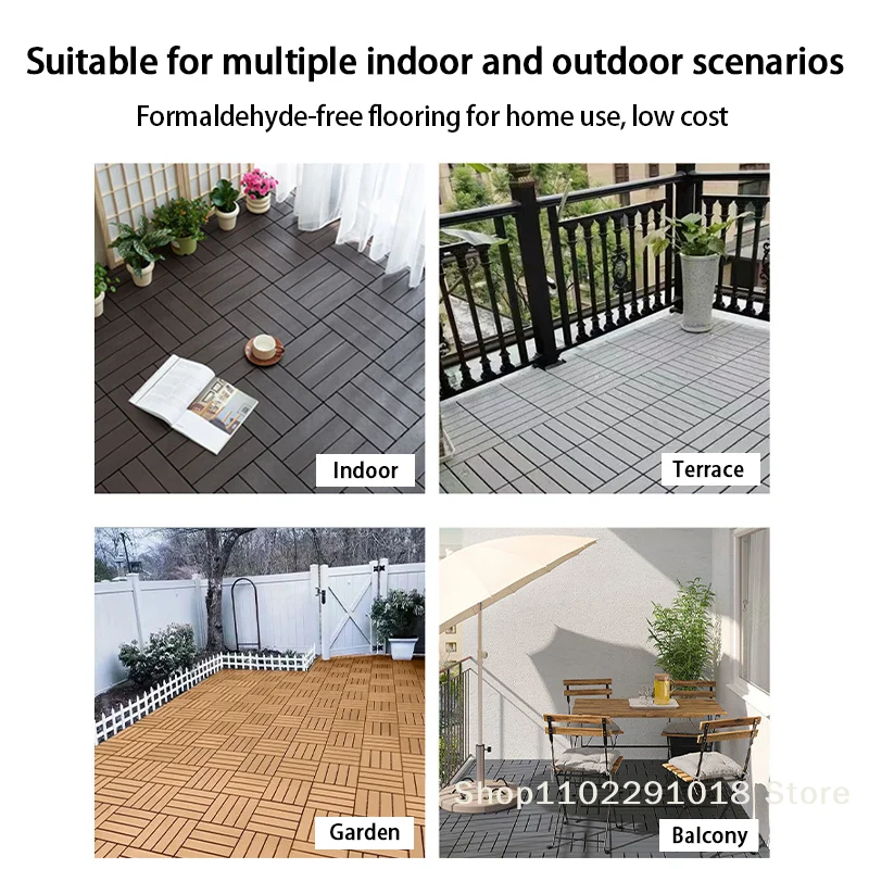 Interlocking Composite Wood Deck Tiles for DIY Projects, Water-Resistant and Ideal for Both Indoor and Outdoor Flooring